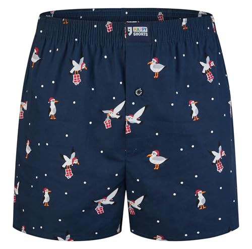 Happy Shorts Herren American Boxershorts Möwe mit Geschenk 'New FIT', Farbe:Geschenk Möwe - Gift Seagull, Grösse:XL von Happy Shorts