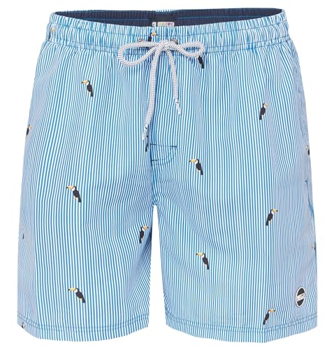 Happy Shorts Herren Badeshorts Strandshorts Short Tukan Streifen S-XXL, Farbe:Tucan auf Streifen, Grösse:S von Happy Shorts