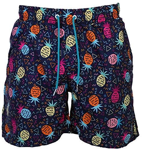 Happy Shorts Herren Badeshorts Strandshorts Shorts Pineapple Marine S - XXL, Grösse:M - 5-50, Farbe:Marine von Happy Shorts