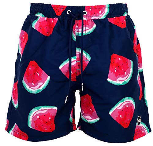 Happy Shorts Herren Badeshorts Strandshorts Shorts Watermelon Druck blau S - XXL, Grösse:M - 5-50, Farbe:Marine von Happy Shorts