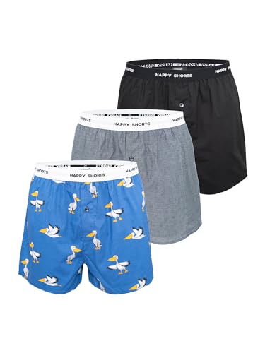 Happy Shorts Herren Boxer 3-Pack Mix - Pelikan Mix - Größe L von Happy Shorts