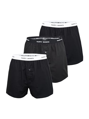 Happy Shorts Herren Boxer 3-Pack Mix - Solid Black - Größe XXL von Happy Shorts