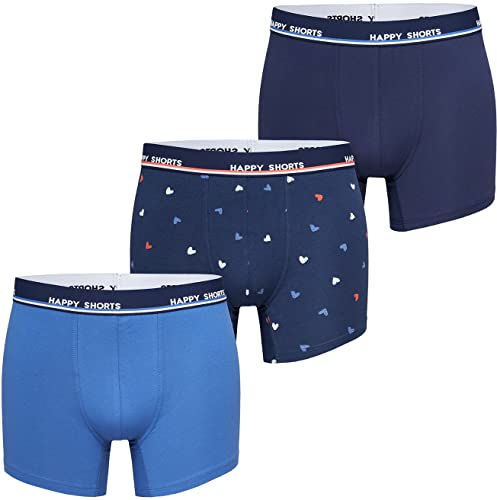 Happy Shorts Herren Boxershorts Unterwäsche Retro Pants 3-Pack Motive - Maritime Hearts - Größe M von Happy Shorts