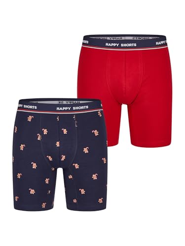 Happy Shorts Herren Langer Boxer 2-Pack Xmas Boxer Briefs - Gingerbread Men - Größe XL von Happy Shorts