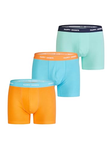 Happy Shorts Herren Retro Boxer 3-Pack Jersey - Blue-Turquise-orange - Größe L von Happy Shorts