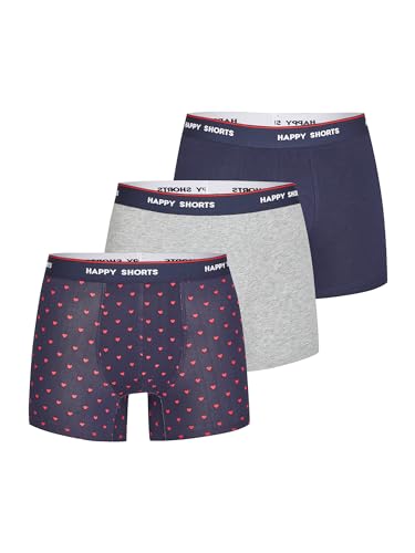 Happy Shorts Herren Retro Boxer 3-Pack Red Heart Mix - Mehrfarbig - Größe XXL von Happy Shorts