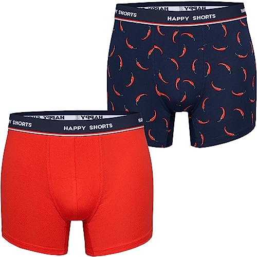 Happy Shorts Herren Unterwäsche Retro Pants 2-Pack Motiv: Chilies - Größe XL von Happy Shorts