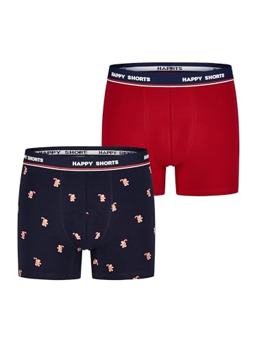Happy Shorts Jungen Retro Boxer 2-Pack Xmas Kids - Gingerbread Men Größe 140 von Happy Shorts