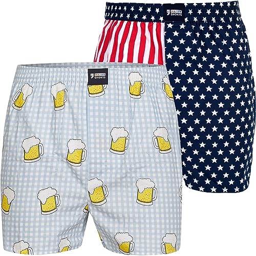 Happy Shorts Webboxer Herren Boxer Motiv Boxershorts Sets zur Auswahl Farbwahl, Farbe:Design 07, Grösse:L von Happy Shorts