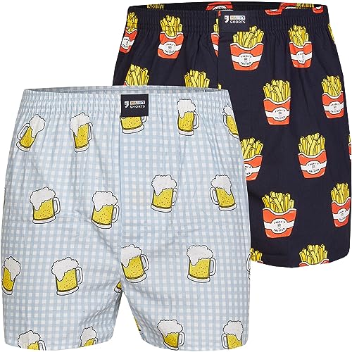 Happy Shorts Webboxer Herren Boxer Motiv Boxershorts Sets zur Auswahl Farbwahl, Farbe:Design 09, Grösse:L von Happy Shorts