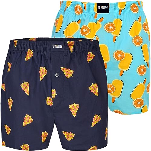 Happy Shorts Webboxer Herren Boxer Motiv Boxershorts Sets zur Auswahl Farbwahl, Farbe:Design 13, Grösse:M von Happy Shorts