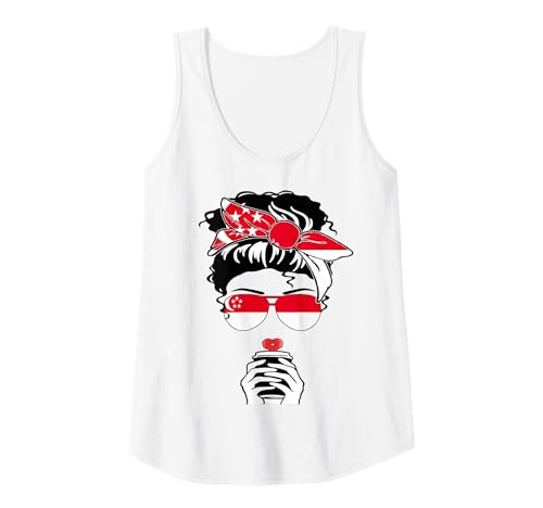 Damen Cooler Singapur-Flaggen-Druck mit Aufschrift Coffee Mommy Girl, Tante Tank Top Damen Cooler Singapur-Flaggen-Druck mit Aufschrift Coffee Mommy Girl, Tante Tank Top von Happy Singapore Independence Day Singaporean Pride