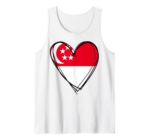 Stolzer Singapur-Flagge, Herz für Jungen, Mädchen, Tante, Vater, Mutter, Singapur Tank Top Stolzer Singapur-Flagge, Herz für Jungen, Mädchen, Tante, Vater, Mutter, Singapur Tank Top von Happy Singapore Independence Day Singaporean Pride