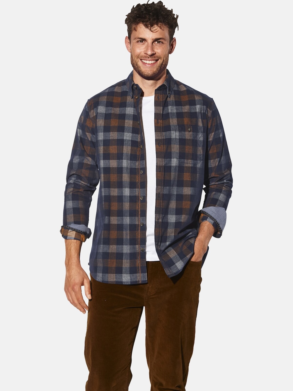 Große Größen Cordhemd JALIM, Herren, braun, Größe: XL, Baumwolle, Happy Size DE Men von Happy Size DE Men