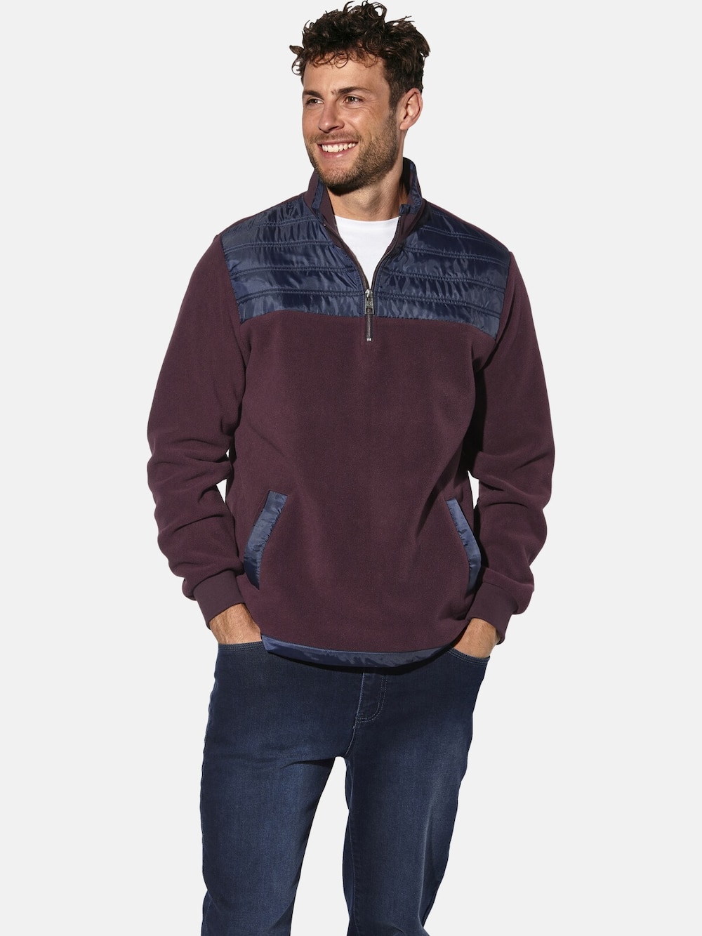 Große Größen Fleece-Sweatshirt ISMAEL, Herren, rot, Größe: L, Polyester/Baumwolle, Happy Size DE Men von Happy Size DE Men