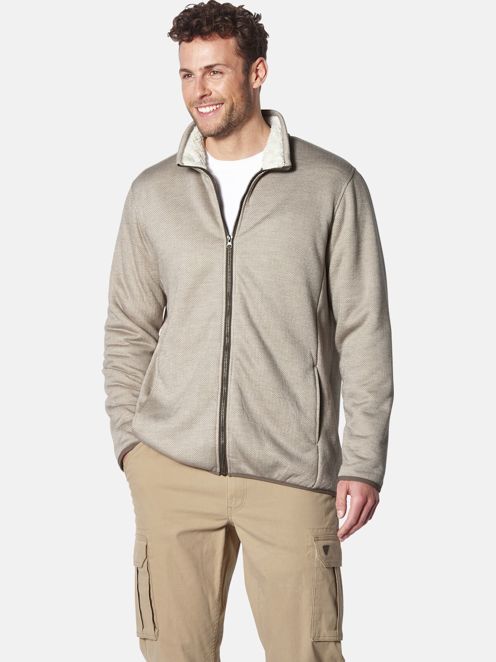 Große Größen Fleecejacke BIATINARI, Herren, braun, Größe: XXL, Polyester, Happy Size DE Men von Happy Size DE Men