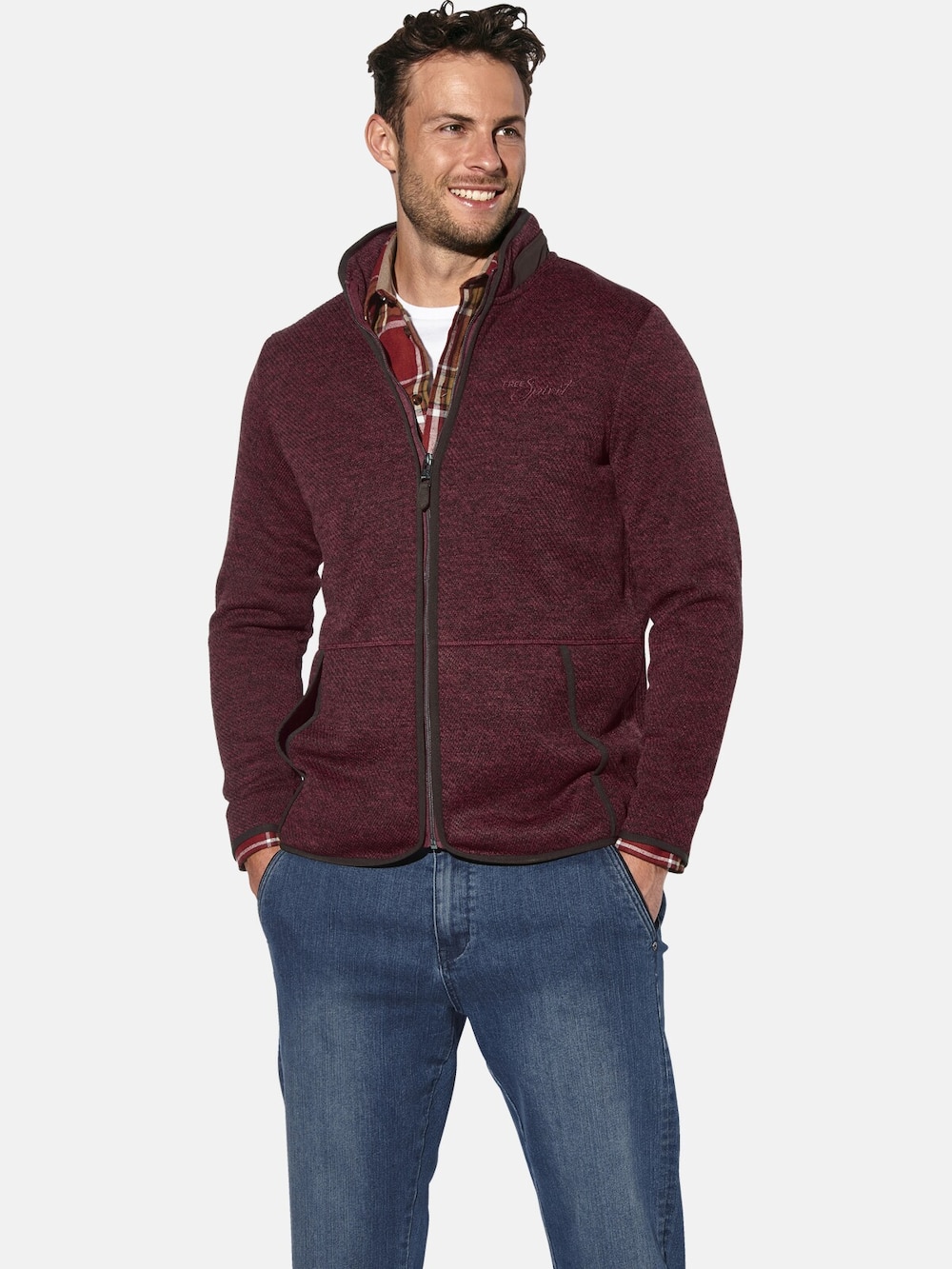 Große Größen Fleecejacke DANARIO, Herren, rot, Größe: L, Polyester, Happy Size DE Men von Happy Size DE Men