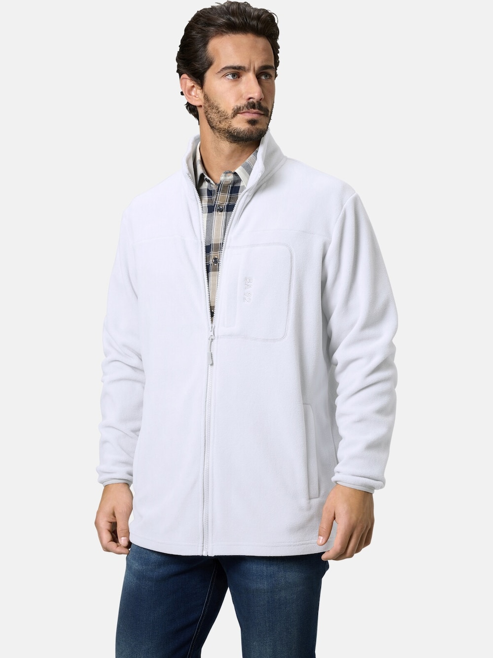 Große Größen Fleecejacke FIOREVETTO, Herren, weiß, Größe: 58, Polyester, Happy Size DE Men von Happy Size DE Men