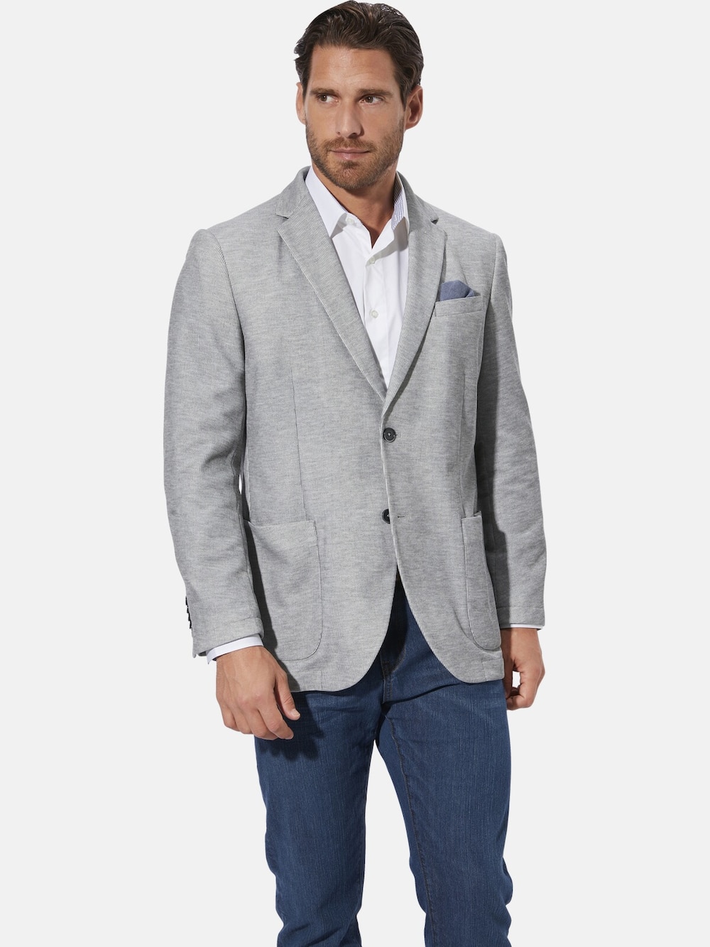 Große Größen Jersey-Sakko ELIANO, Herren, grau, Größe: 54, Polyester/Viskose, Happy Size DE Men von Happy Size DE Men