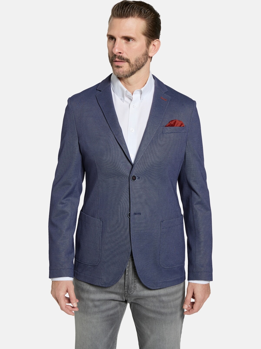 Große Größen Jersey-Sakko ZANLO, Herren, blau, Größe: 50, Baumwolle/Polyester, Happy Size DE Men von Happy Size DE Men