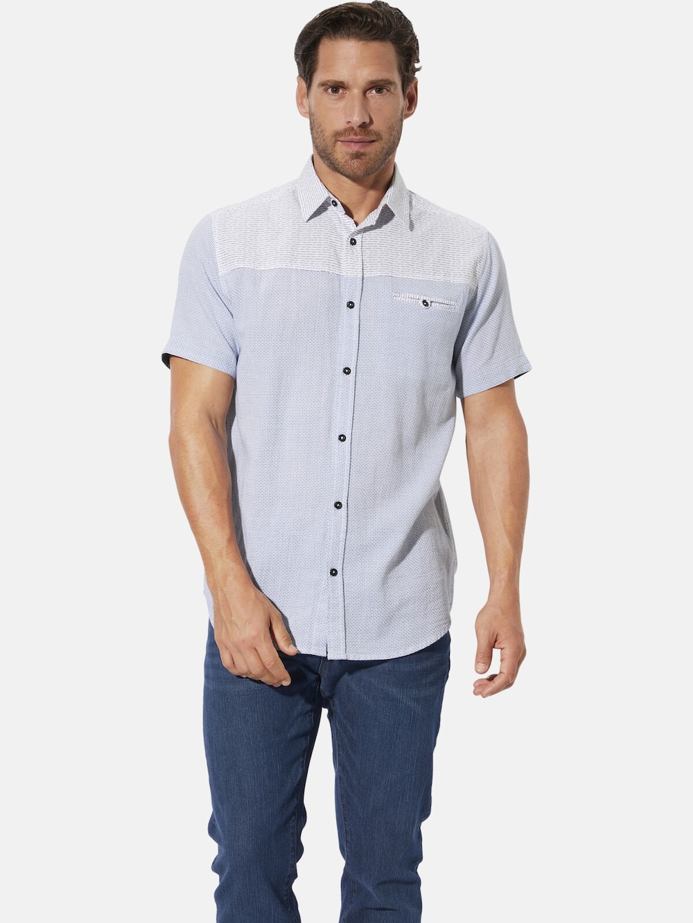 Große Größen Kurzarmhemd JUVINO, Herren, blau, Größe: L, Baumwolle, Happy Size DE Men von Happy Size DE Men