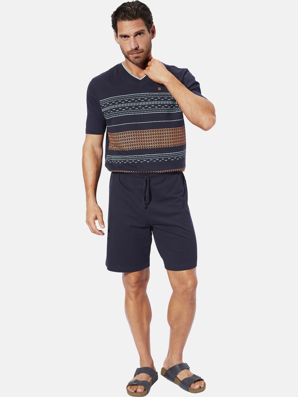 Große Größen Kurzer Schlafanzug HALMIN, Herren, grau, Größe: XL, Baumwolle, Happy Size DE Men von Happy Size DE Men