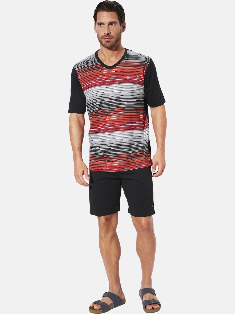 Große Größen Kurzer Schlafanzug SALDUN, Herren, schwarz, Größe: XL, Baumwolle, Happy Size DE Men von Happy Size DE Men