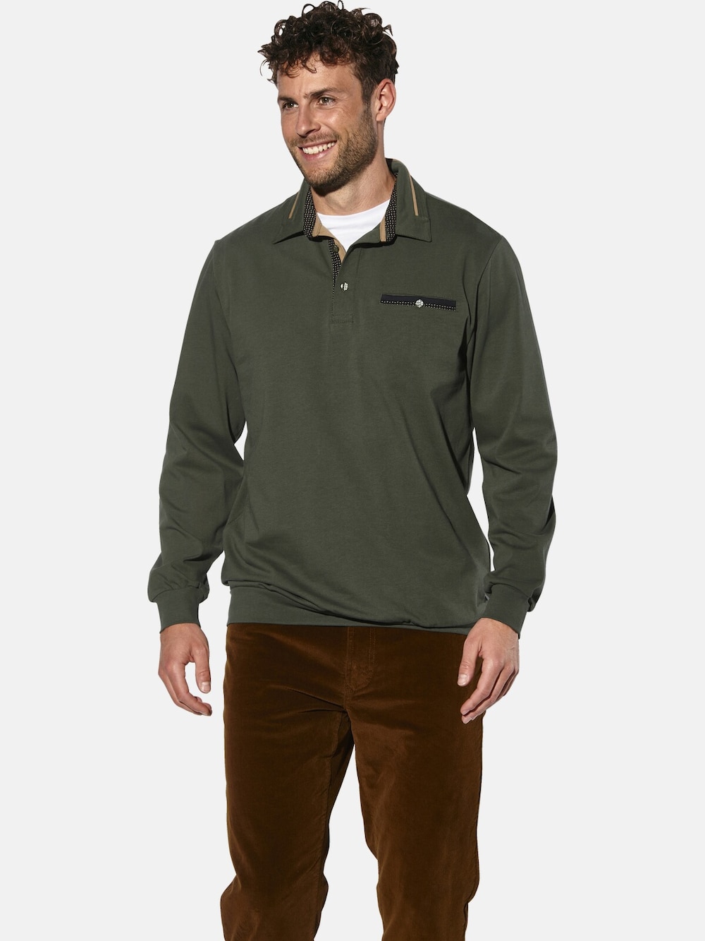 Große Größen Langarm-Poloshirt DOROCASTI, Herren, braun, Größe: XXL, Baumwolle, Happy Size DE Men von Happy Size DE Men