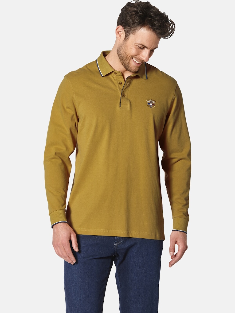 Große Größen Langarm-Poloshirt MILANVETZO, Herren, gelb, Größe: 62, Baumwolle, Happy Size DE Men von Happy Size DE Men