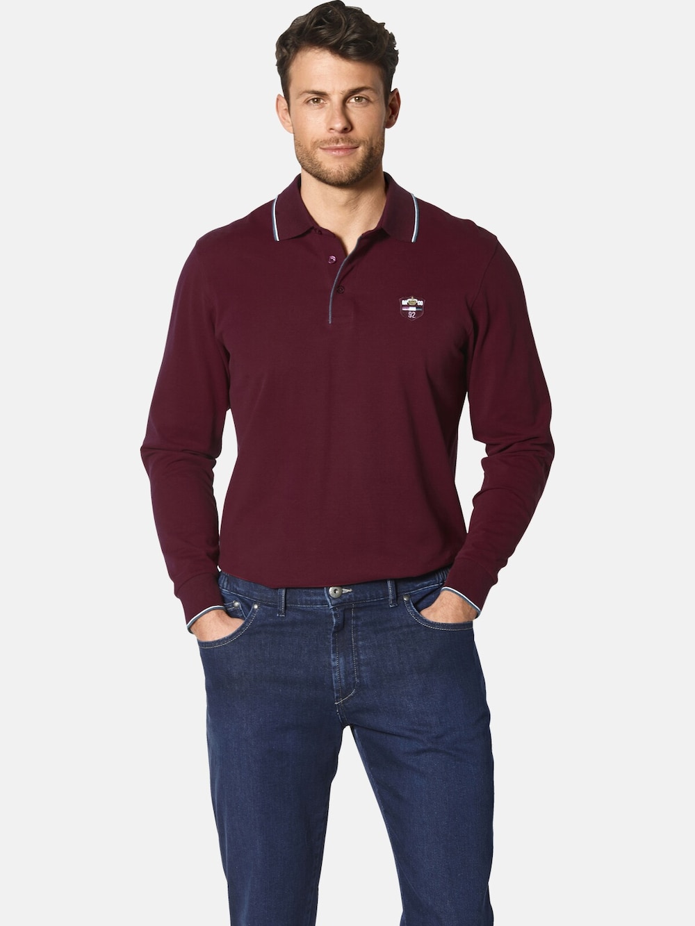 Große Größen Langarm-Poloshirt MILANVETZO, Herren, rot, Größe: 54, Baumwolle, Happy Size DE Men von Happy Size DE Men