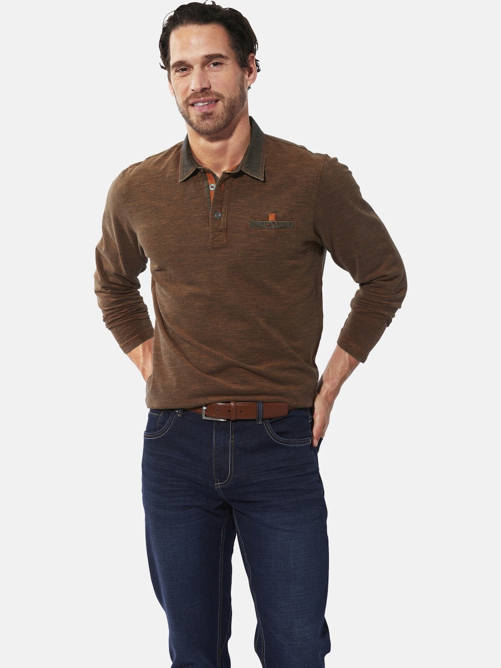 Große Größen Langarm-Poloshirt ZUPATERRI, Herren, orange, Größe: XL, Baumwolle, Happy Size DE Men von Happy Size DE Men