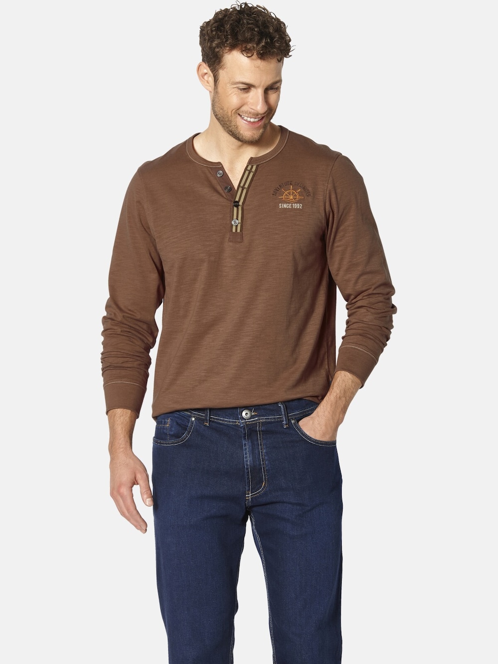 Große Größen Langarmshirt DANIVECCI, Herren, braun, Größe: XL, Baumwolle, Happy Size DE Men von Happy Size DE Men