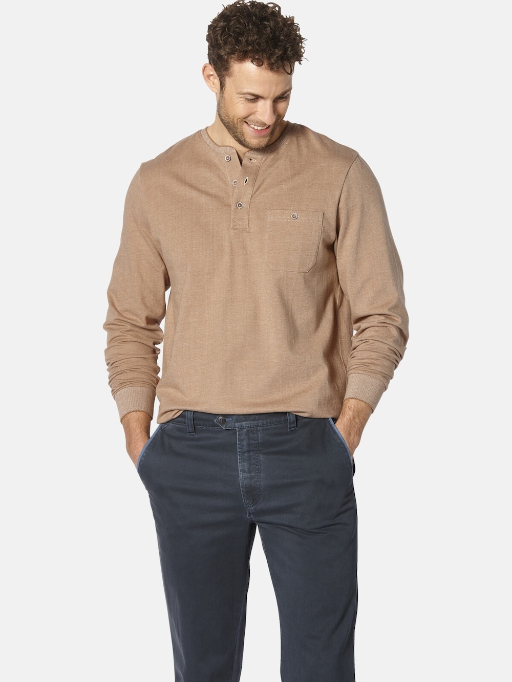 Große Größen Langarmshirt DIOVASTI, Herren, braun, Größe: XXL, Baumwolle, Happy Size DE Men von Happy Size DE Men