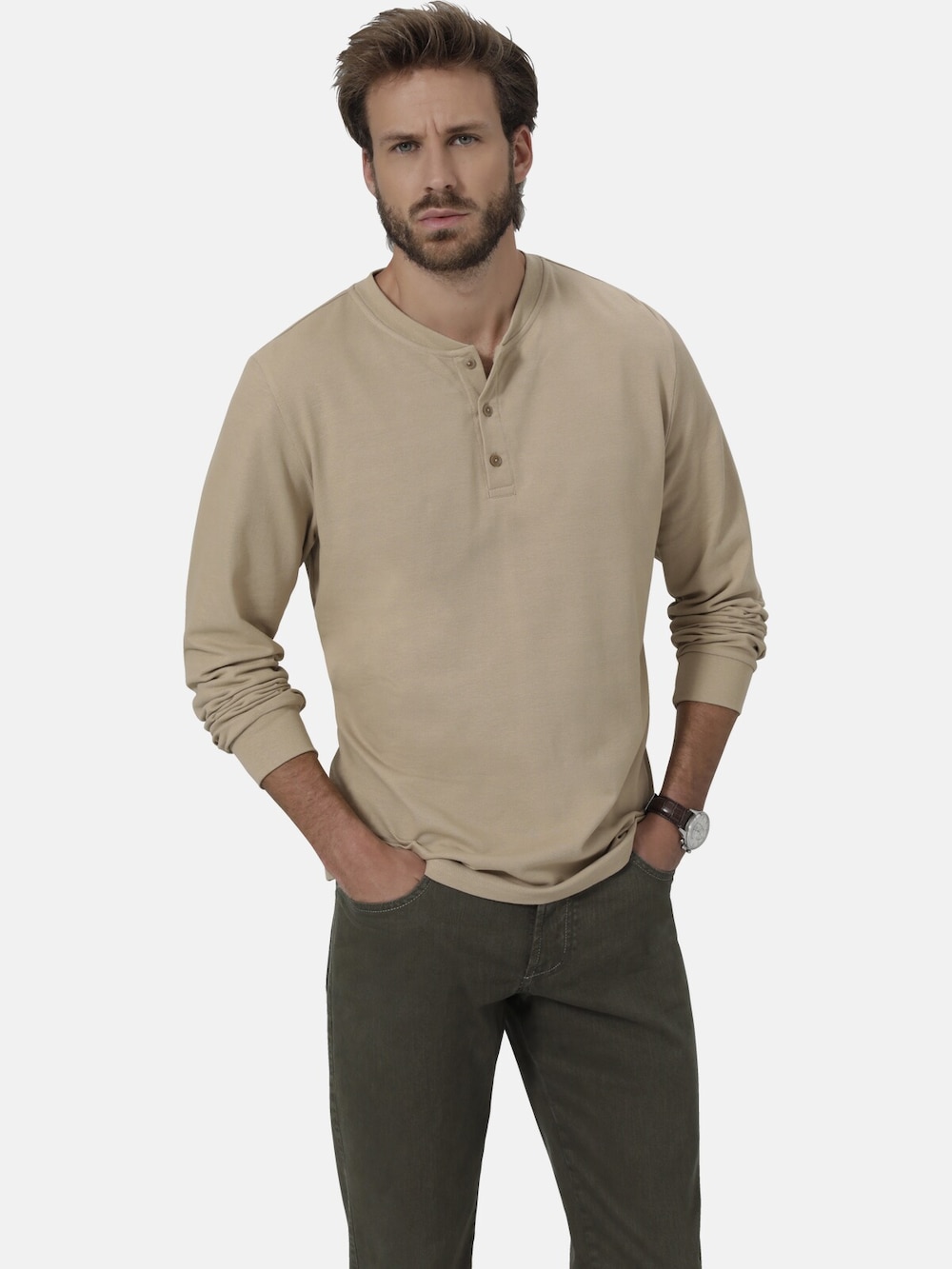 Große Größen Langarmshirt FIOREVANTI, Herren, braun, Größe: 56, Baumwolle, Happy Size DE Men von Happy Size DE Men