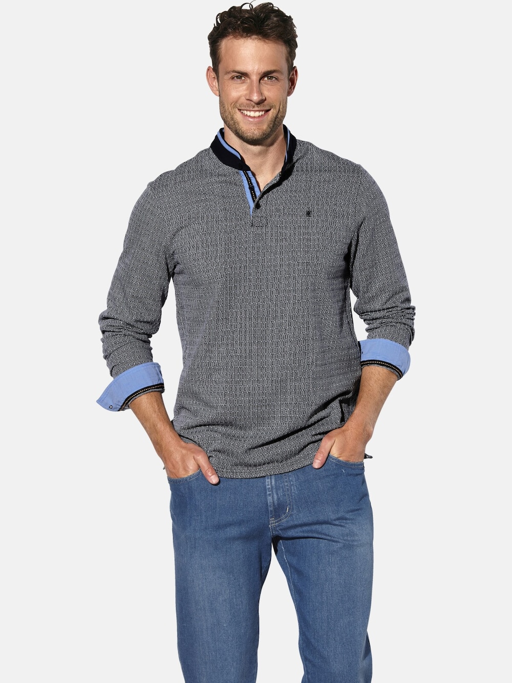 Große Größen Langarmshirt TIBERON, Herren, grau, Größe: XXL, Baumwolle/Polyester, Happy Size DE Men von Happy Size DE Men