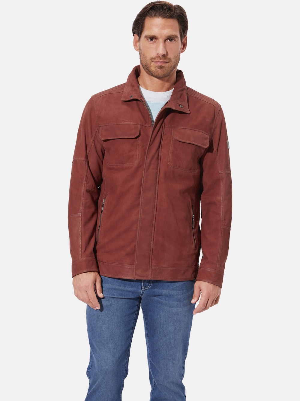 Große Größen Lederjacke JOMIR, Herren, orange, Größe: 54, Happy Size DE Men von Happy Size DE Men