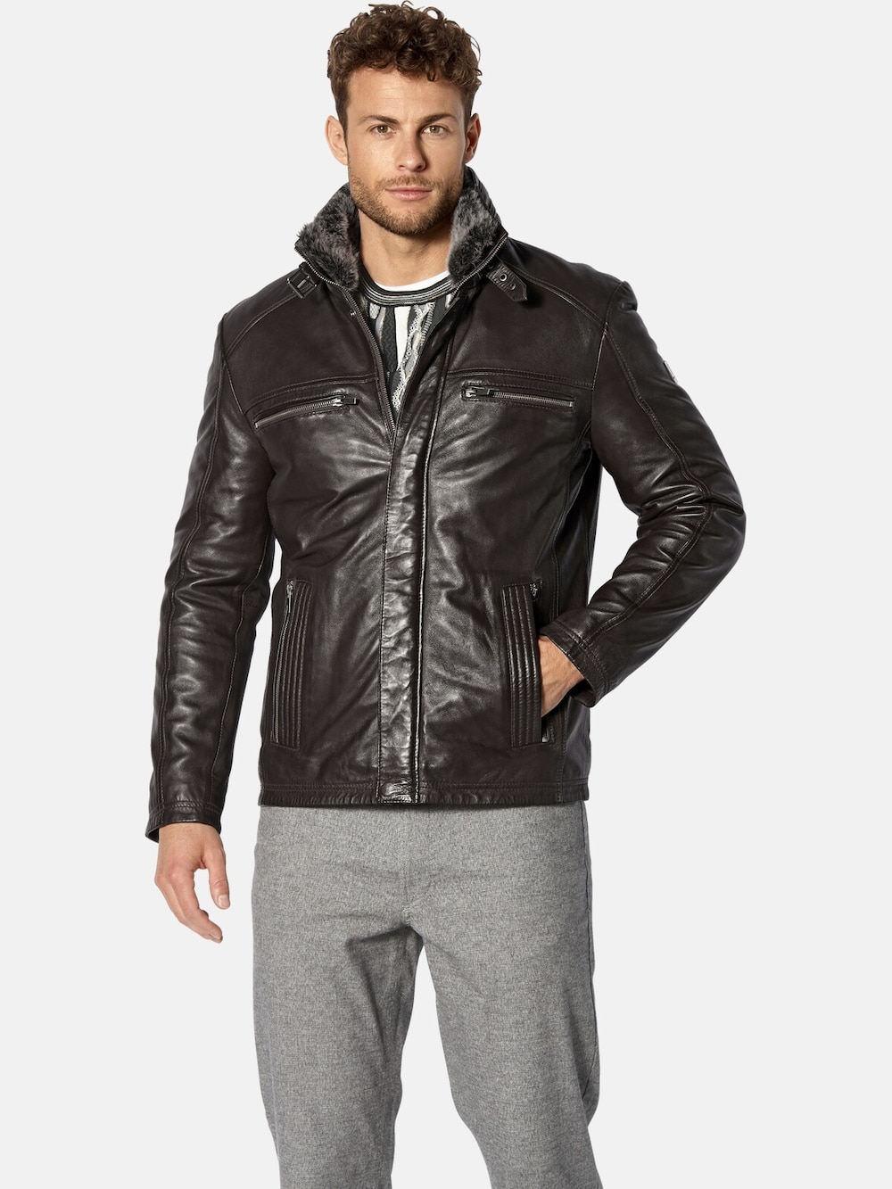 Große Größen Lederjacke ZUTASSI, Herren, braun, Größe: 54, Happy Size DE Men von Happy Size DE Men