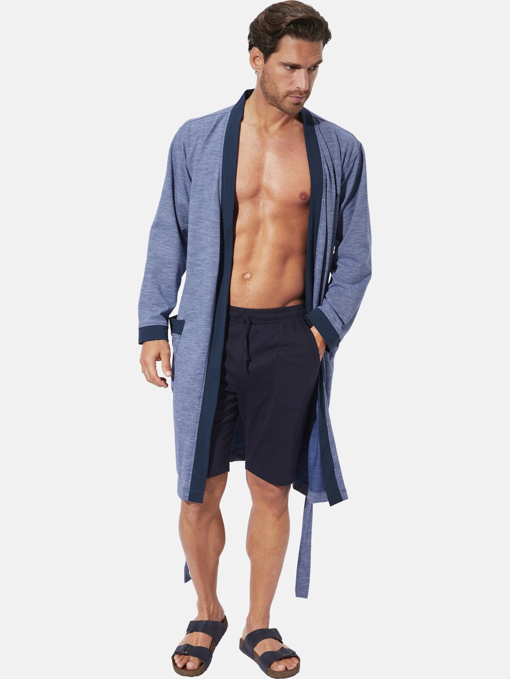 Große Größen Morgenmantel QUARIN, Herren, blau, Größe: XL, Baumwolle/Polyester, Happy Size DE Men von Happy Size DE Men