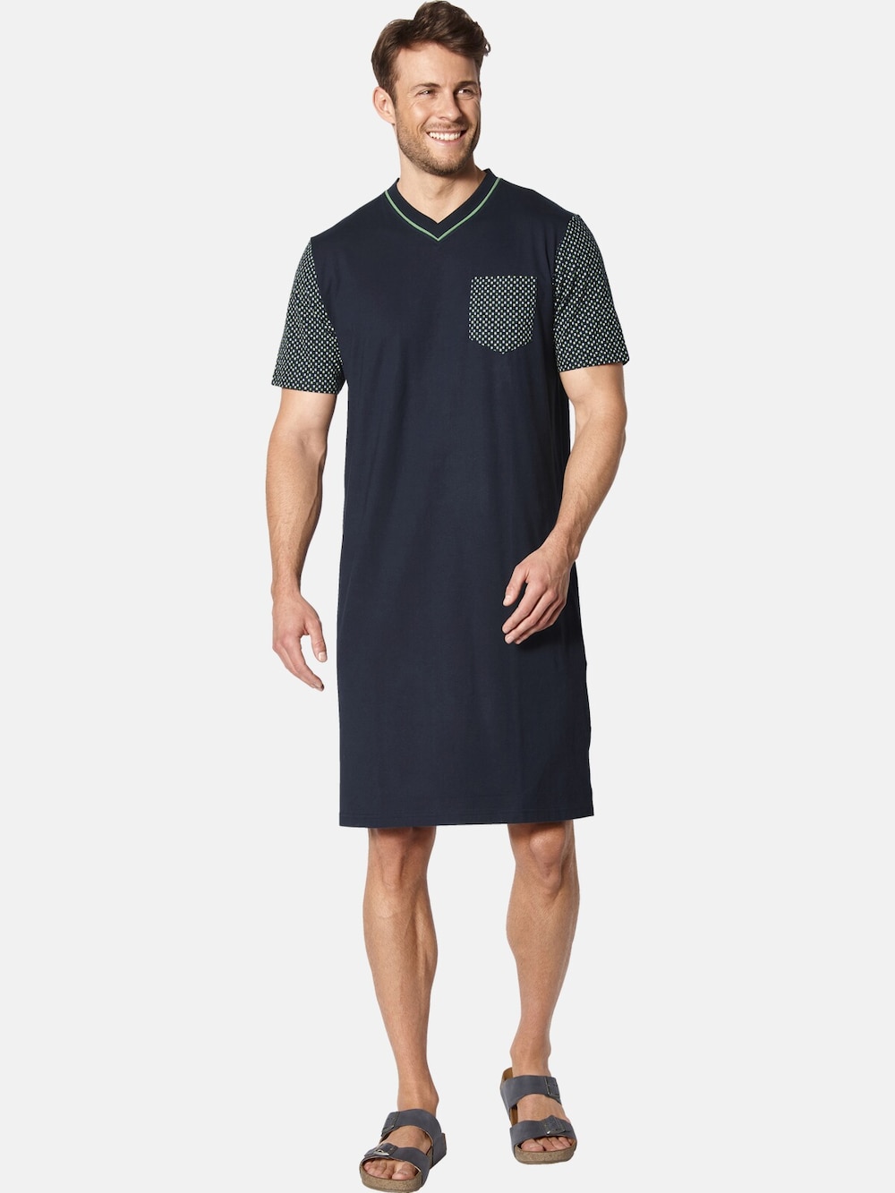 Große Größen Nachthemd GIACOSSI, Herren, grau, Größe: L, Baumwolle, Happy Size DE Men von Happy Size DE Men