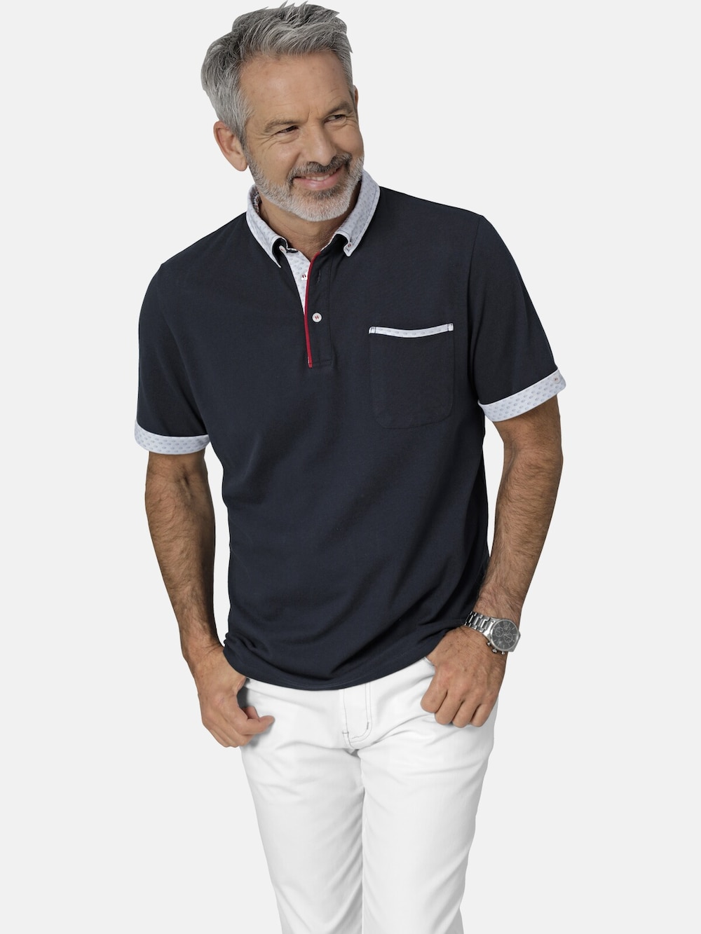 Große Größen Poloshirt FIOREZZENTO, Herren, grau, Größe: L, Baumwolle, Happy Size DE Men von Happy Size DE Men