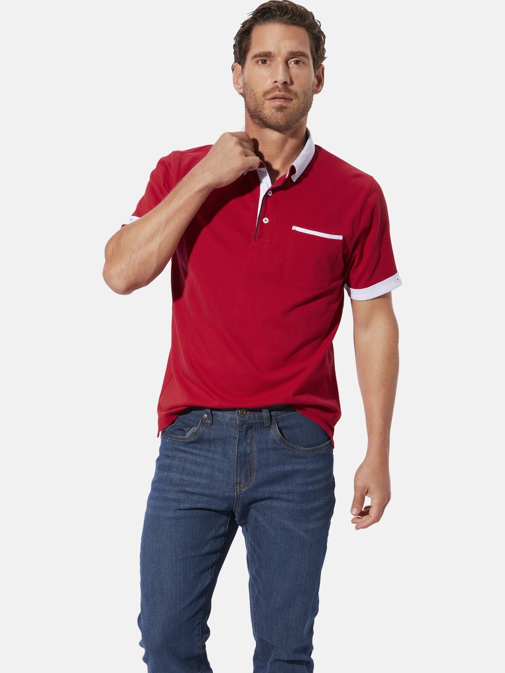 Große Größen Poloshirt FIOREZZENTO, Herren, rot, Größe: XL, Baumwolle, Happy Size DE Men von Happy Size DE Men