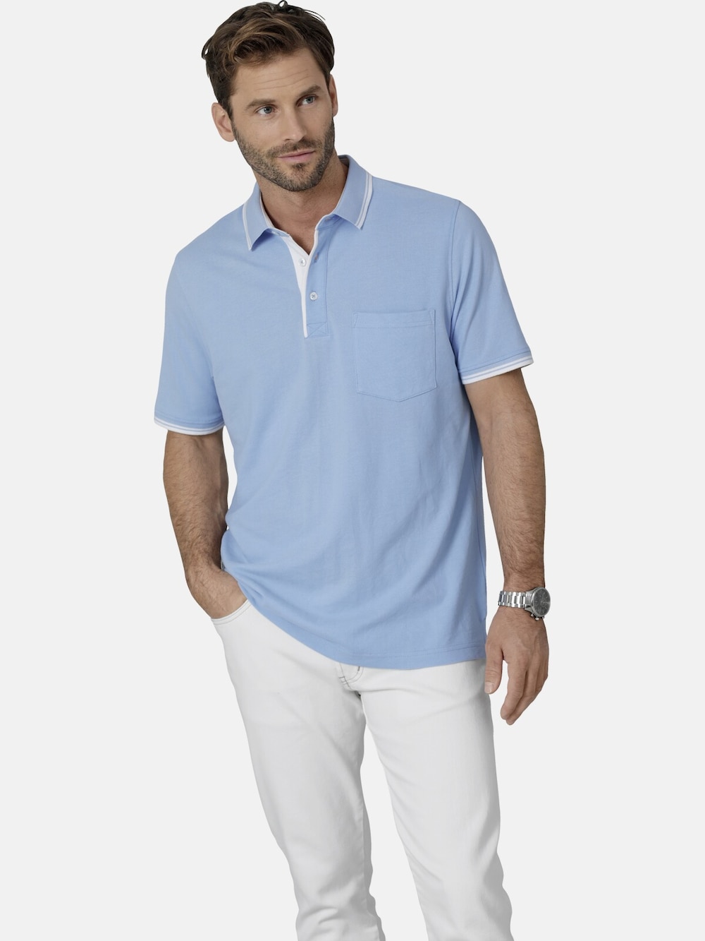 Große Größen Poloshirt TESSAVEST, Herren, blau, Größe: 52, Baumwolle/Polyester, Happy Size DE Men von Happy Size DE Men