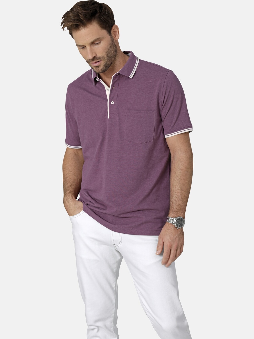 Große Größen Poloshirt TESSAVEST, Herren, lila, Größe: 52, Baumwolle/Polyester, Happy Size DE Men von Happy Size DE Men