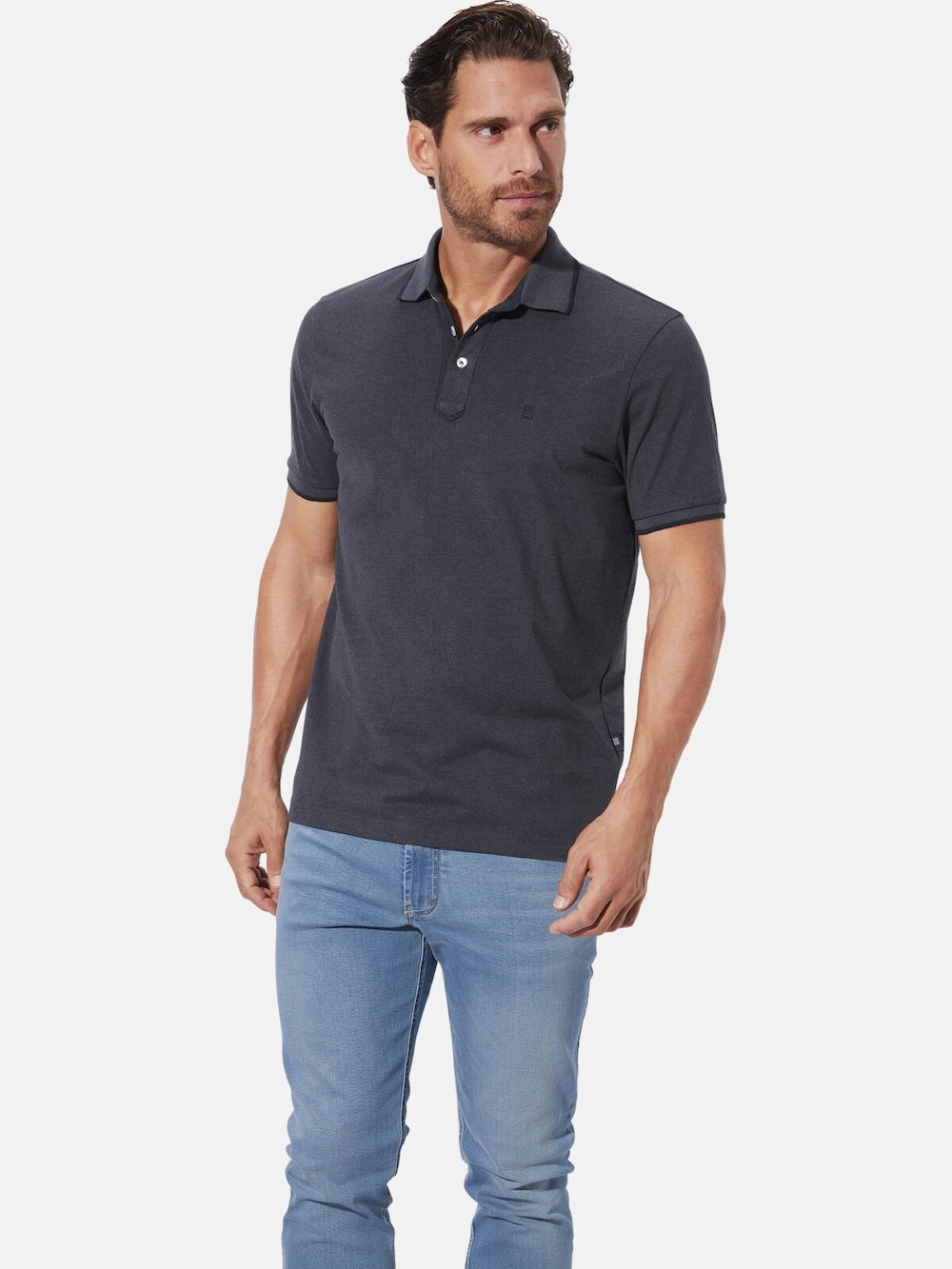 Große Größen Poloshirt TOVIO, Herren, grau, Größe: XL, Baumwolle/Polyester, Happy Size DE Men von Happy Size DE Men
