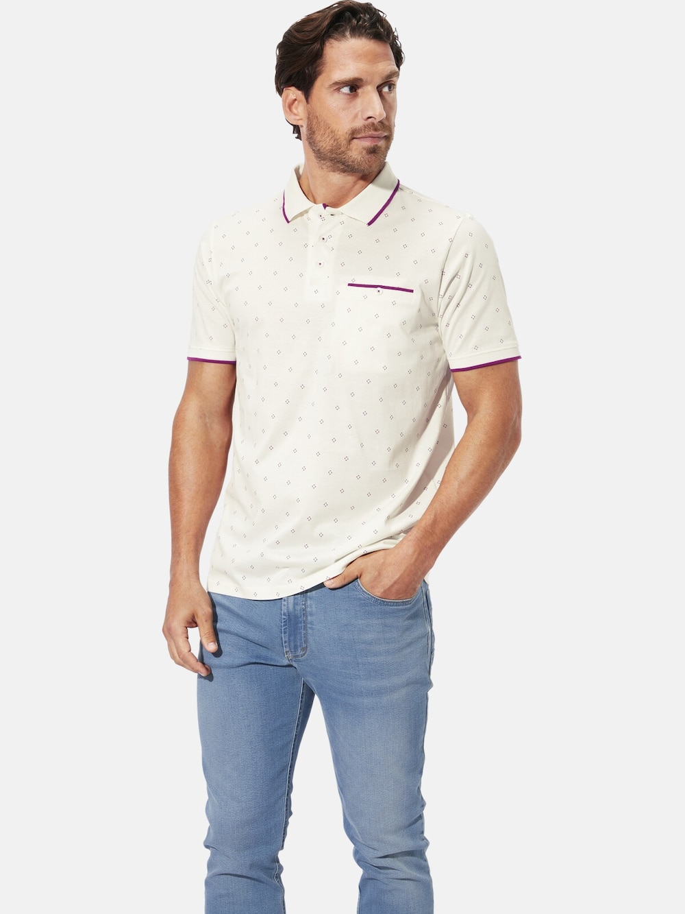 Große Größen Poloshirt WARLIN, Herren, weiß, Größe: L, Baumwolle, Happy Size DE Men von Happy Size DE Men