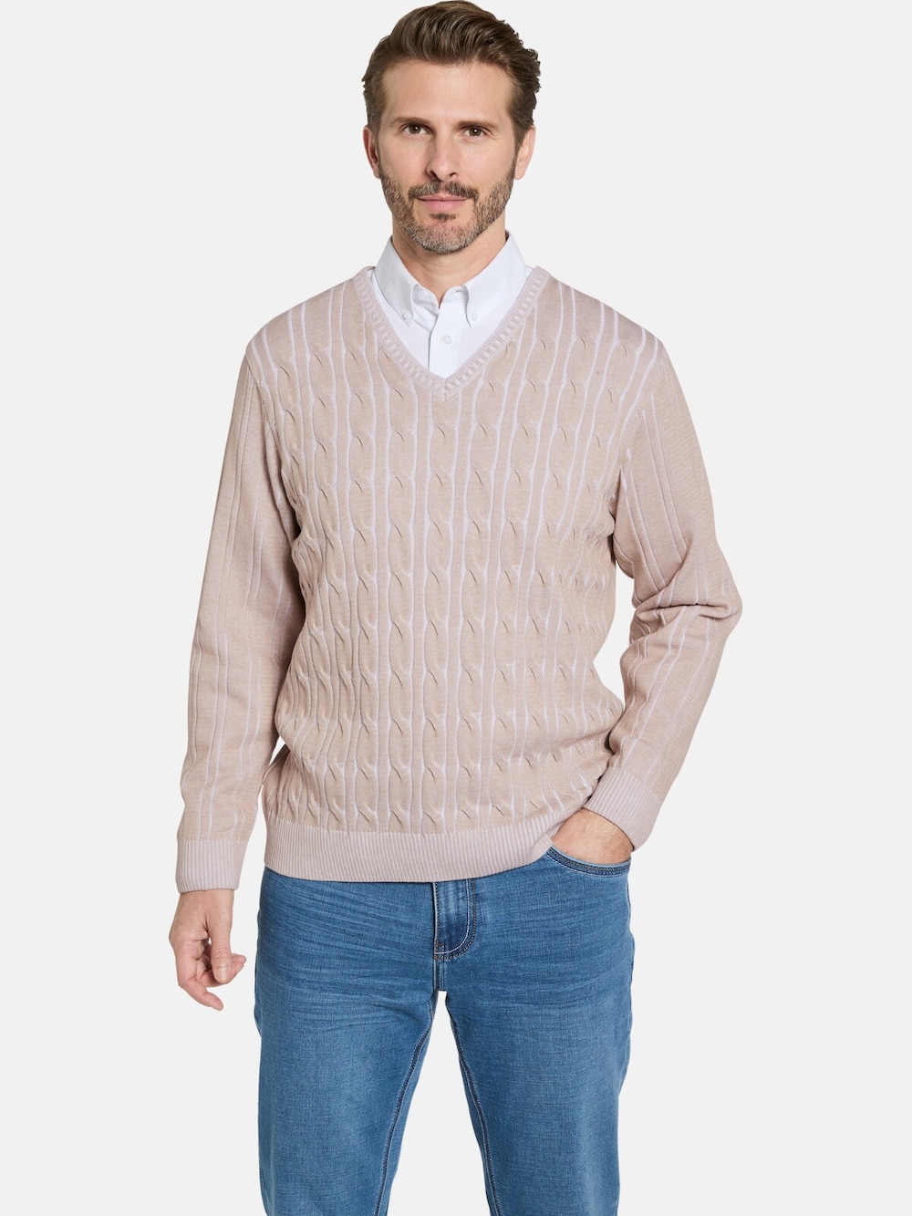 Große Größen Pullover CARIELLO, Herren, braun, Größe: 60, Baumwolle/Synthetische Fasern, Happy Size DE Men von Happy Size DE Men