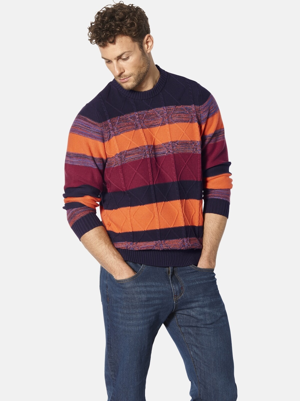 Große Größen Pullover TESSIBOSO, Herren, orange, Größe: 3XL, Baumwolle, Happy Size DE Men von Happy Size DE Men