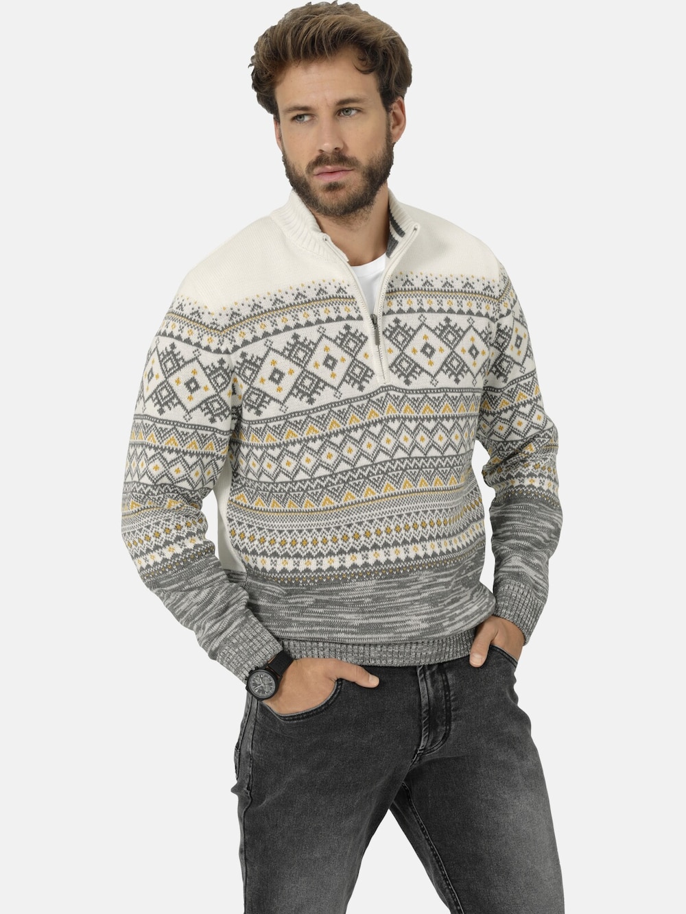 Große Größen Pullover VARZIRO, Herren, grau, Größe: XL, Synthetische Fasern/Baumwolle, Happy Size DE Men von Happy Size DE Men