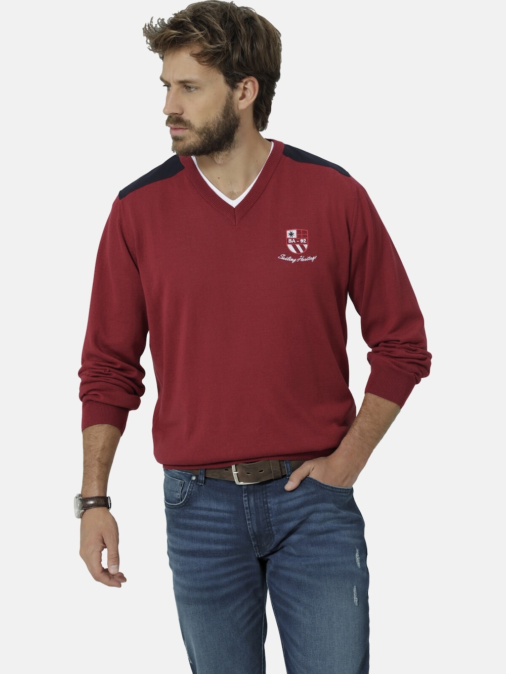 Große Größen Pullover VELLIANO, Herren, rot, Größe: 54, Baumwolle, Happy Size DE Men von Happy Size DE Men