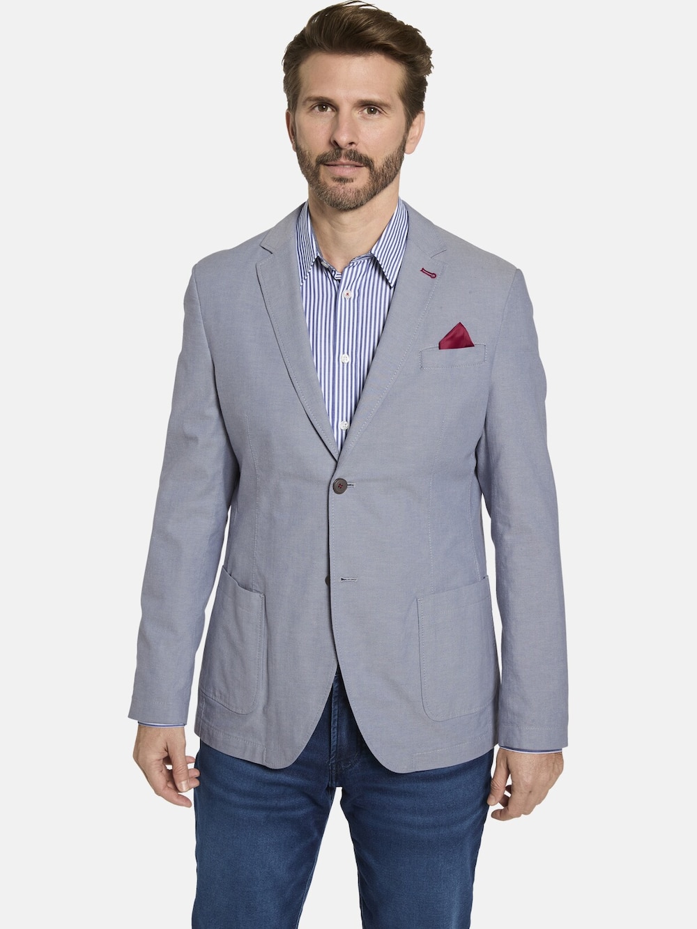 Große Größen Sakko ZANZINI, Herren, blau, Größe: 50, Baumwolle, Happy Size DE Men von Happy Size DE Men